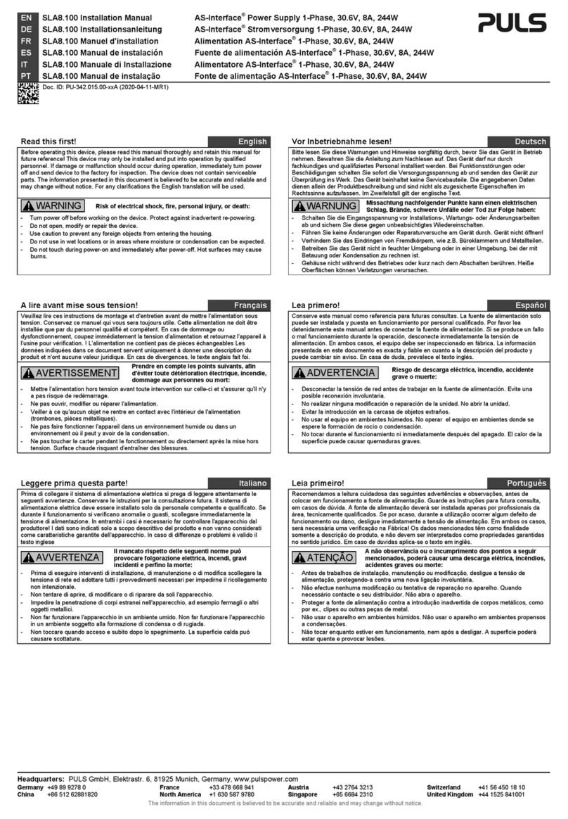 Puls AS-Interface SLA8.100 installation manual