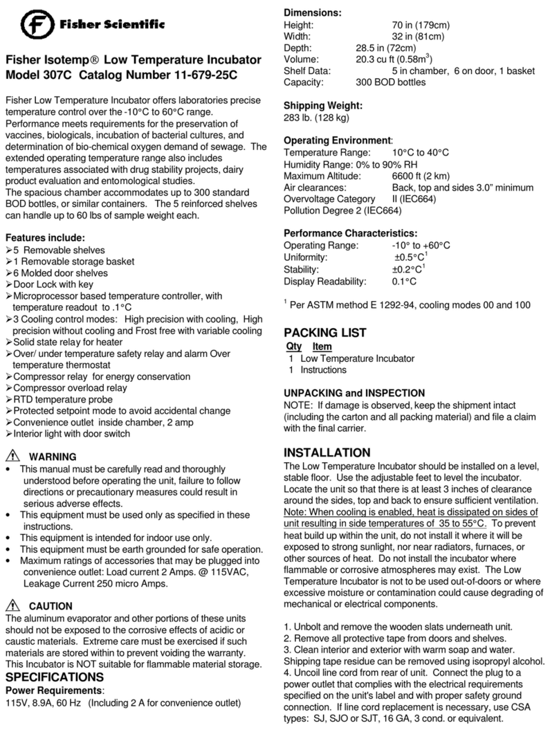 Fisher Scientific Fisher Isotemp 307C quick start guide