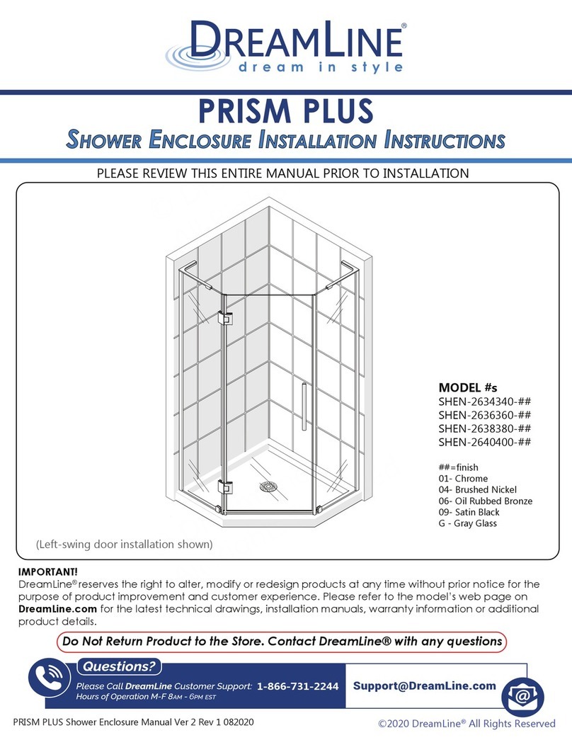 Dreamline PRISM PLUS SHEN-2634340 Series installation instructions