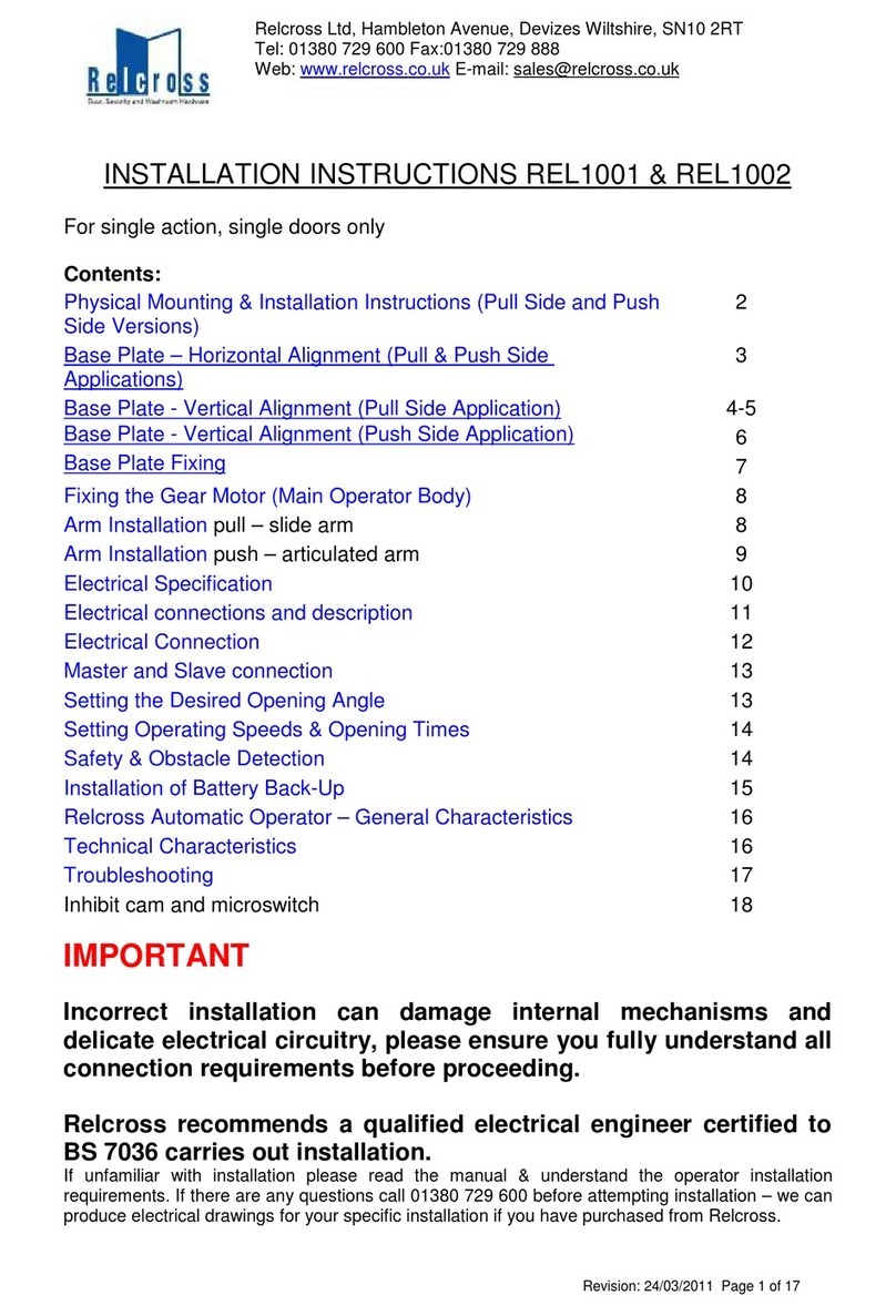 Relcross Door Controls REL1001 installation instructions