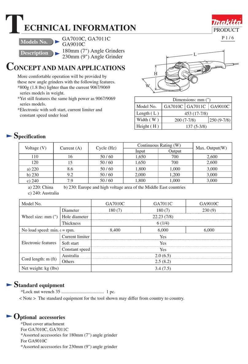 Makita GA7010C technical information