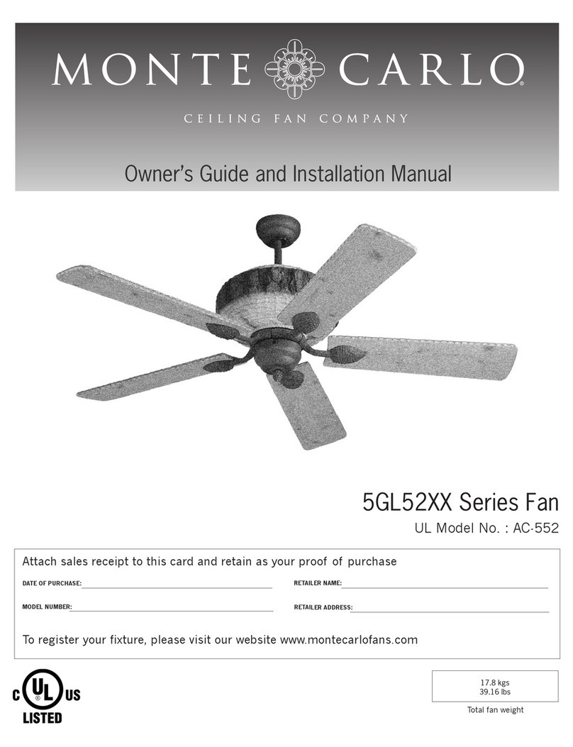 Monte Carlo Fan Company 5GL52 Series Owner's guide and installation manual Monte Carlo Fan Company 5GL52 Series Owner's guide and installation manual