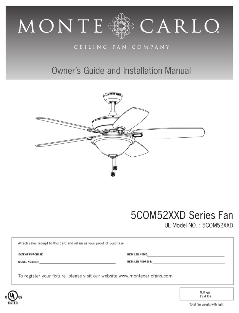 Monte Carlo Fan Company 5COM52 D Series Owner's guide and installation manual