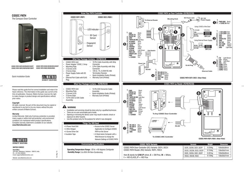 Matrix COSEC PATH DCFE Quick installation guide