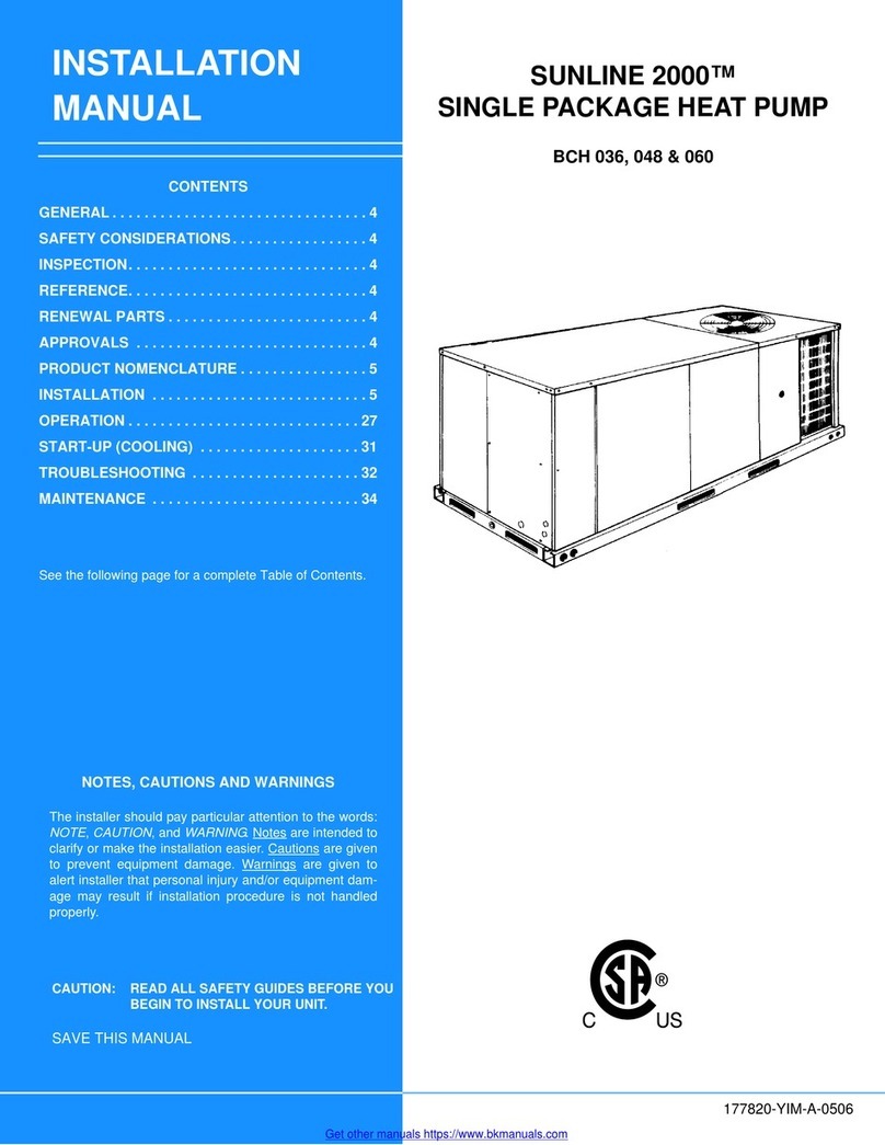 York Sunline 2000 BCH 036 installation manual