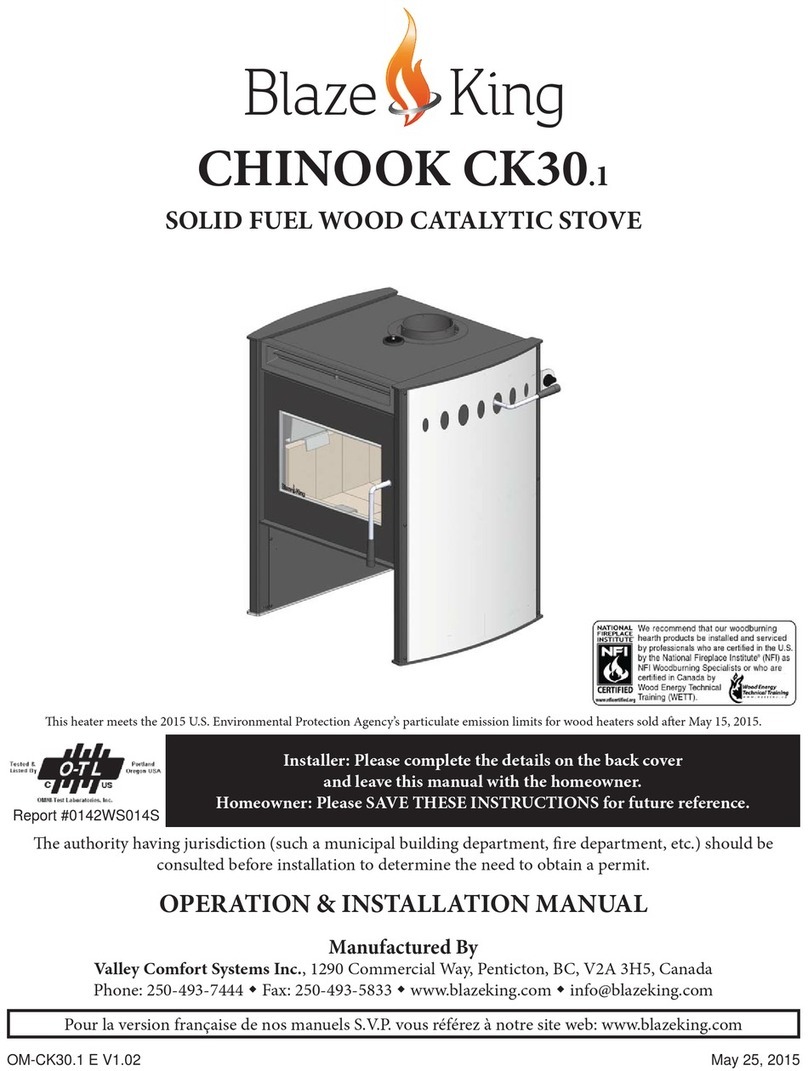 Blaze King CHINOOK CK30.1 Operation & installation manual