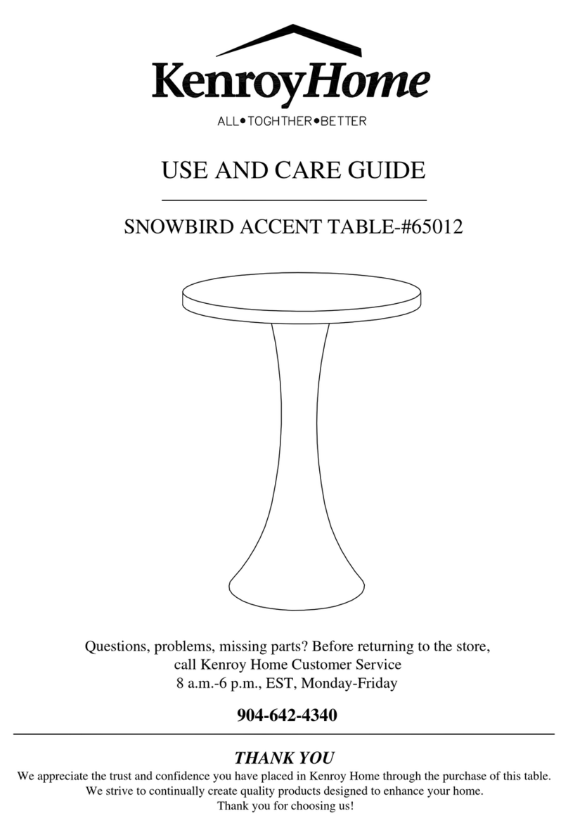 Kenroy Home SNOWBIRD ACCENT TABLE 65012 Use and care guide Kenroy Home SNOWBIRD ACCENT TABLE 65012 Use and care guide