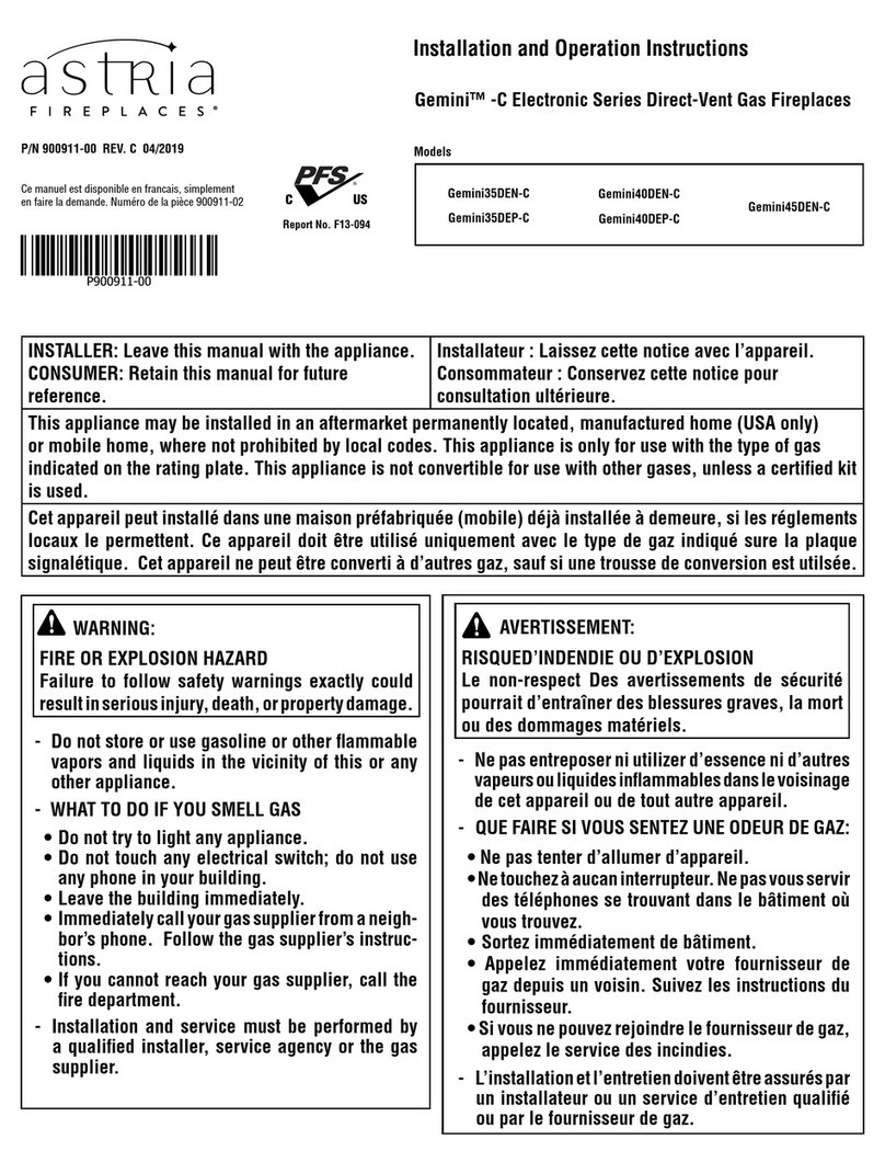 Astria Fireplaces Gemini35DEN-C Owner's manual