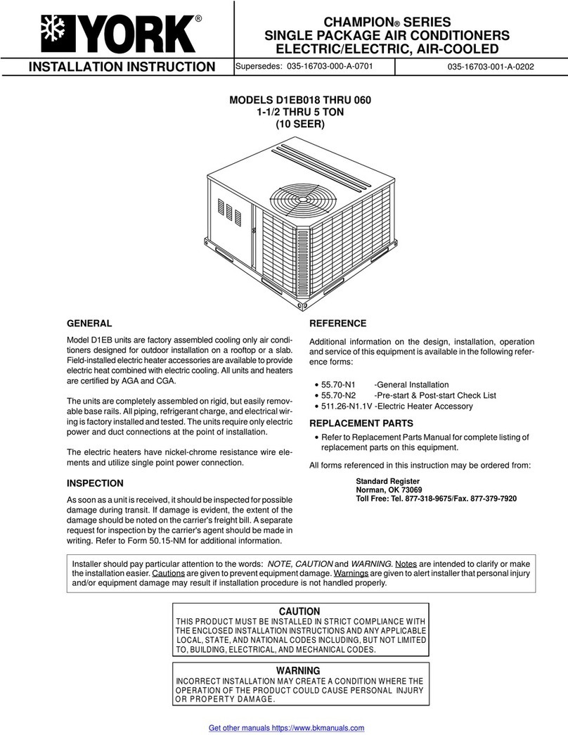 York CHAMPION D1EB018 User manual