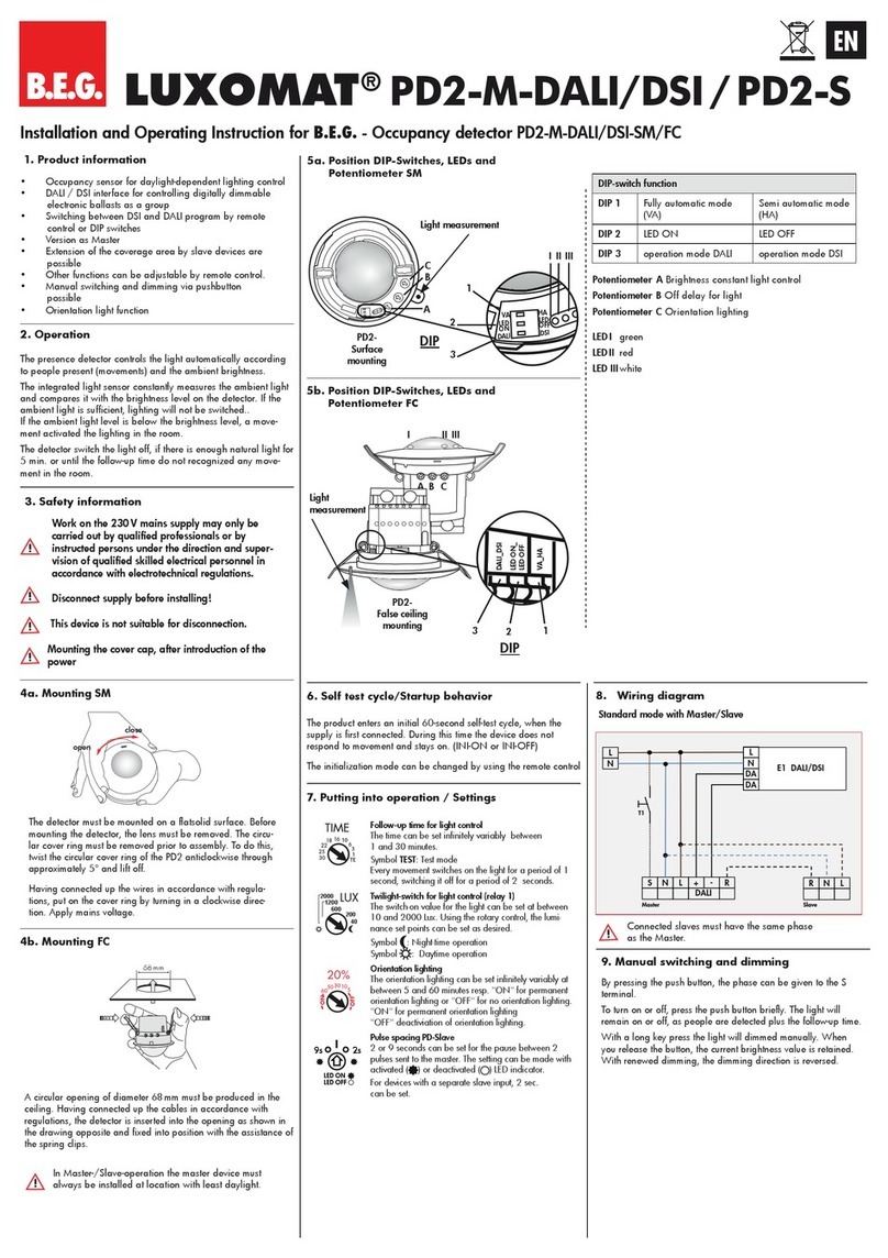 B.E.G. LUXOMAT PD2-M-DALI/DSI-SM/FC Installation and operating instruction