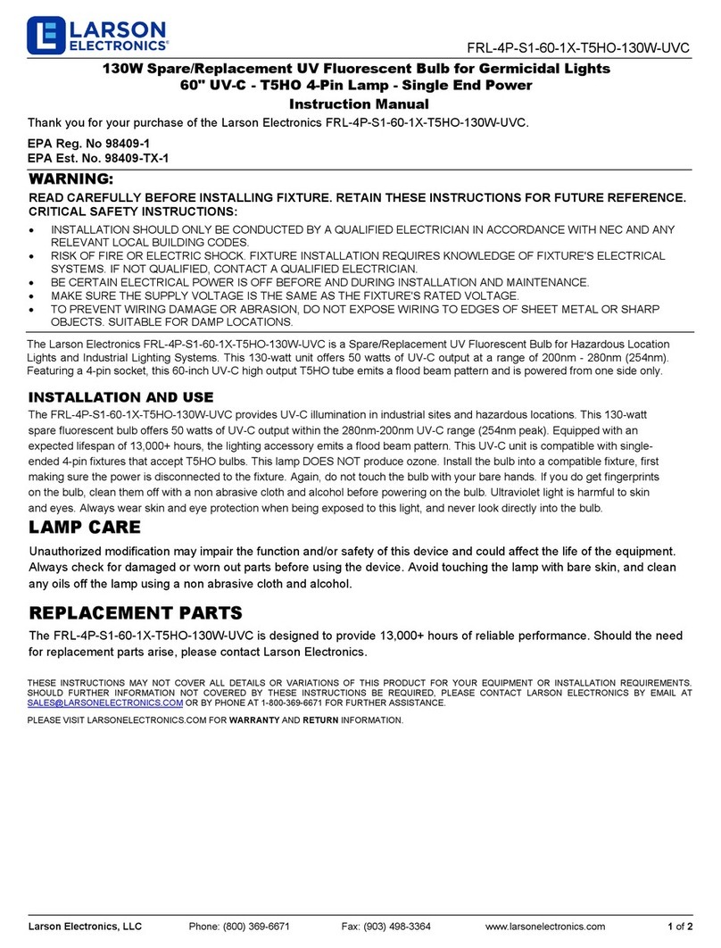 Larson Electronics FRL-4P-S1-60-1X-T5HO-130W-UVC User manual