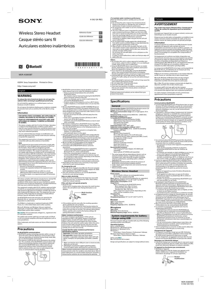 Sony MDR-AS800BT User manual