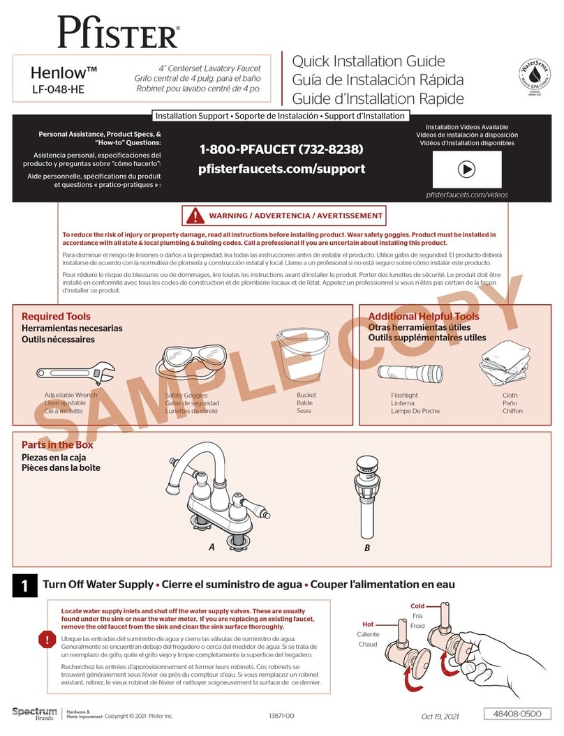 Spectrum Brands Pfister Henlow LF-048-HE Quick installation guide