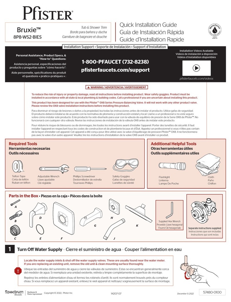 Spectrum Brands Pfister Bruxie 8P8-WS2-BIES Quick installation guide Spectrum Brands Pfister Bruxie 8P8-WS2-BIES Quick installation guide