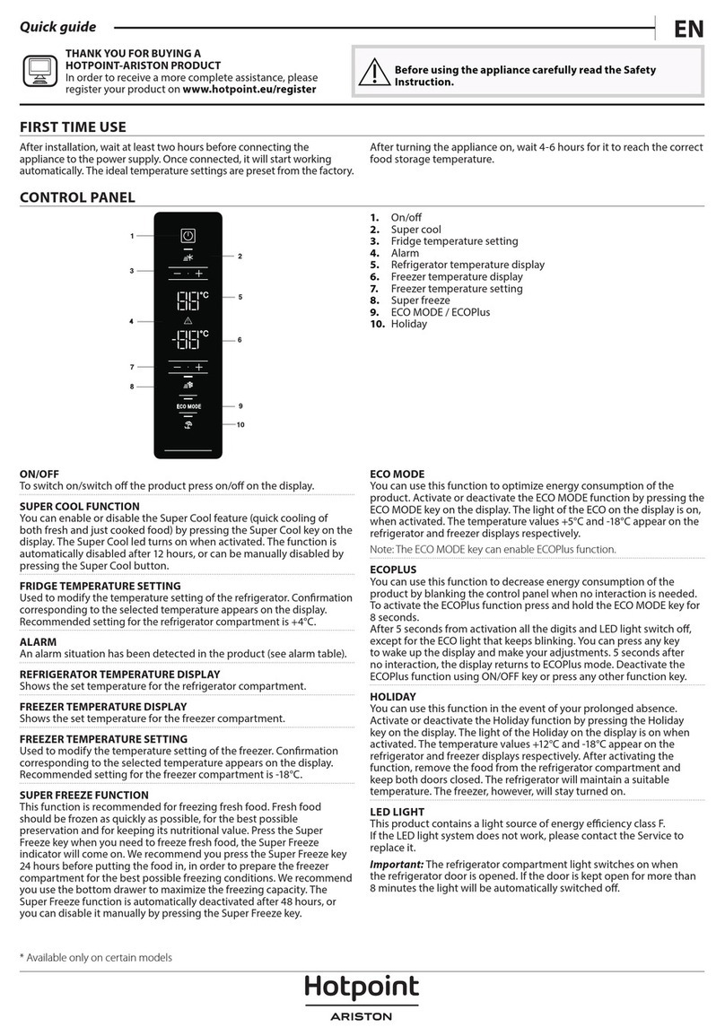 Hotpoint Ariston HAFC8 TT33SK quick start guide