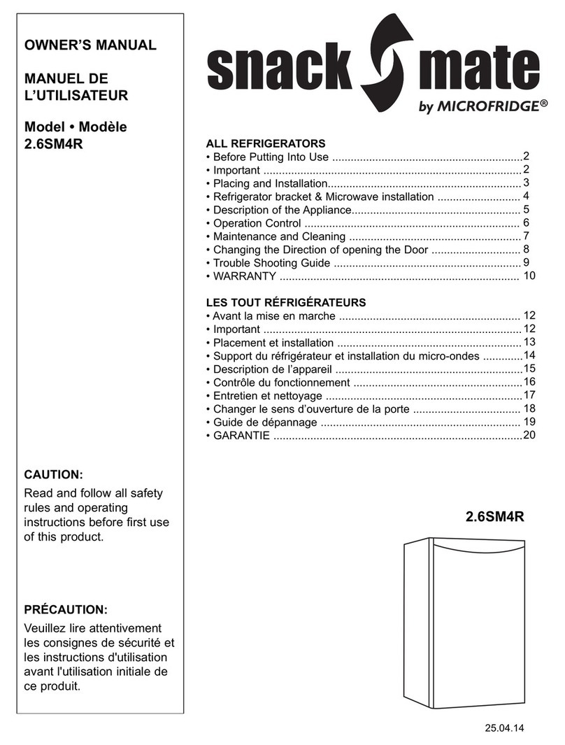 Micro fridge SnackMate 2.6SM4R owner's manual