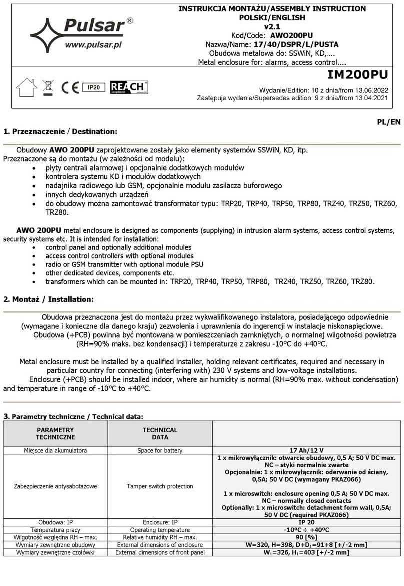 Pulsar 17/40/DSPR/L/PUSTA User manual