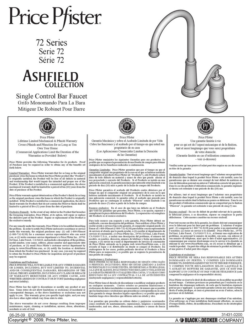 Black & Decker Price Pfister ASHFIELD 72 Series User manual