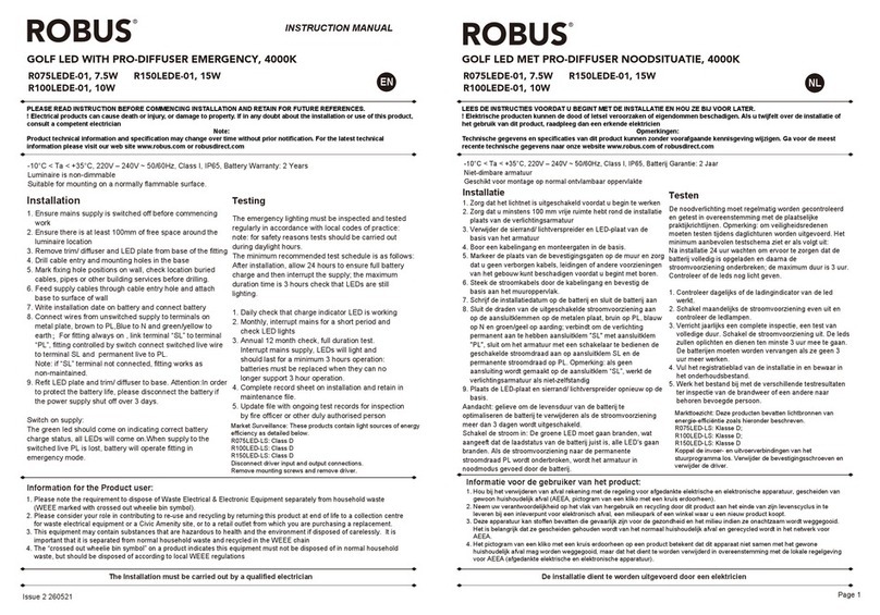 Robus R075LEDE-01 instruction manual Robus R075LEDE-01 instruction manual