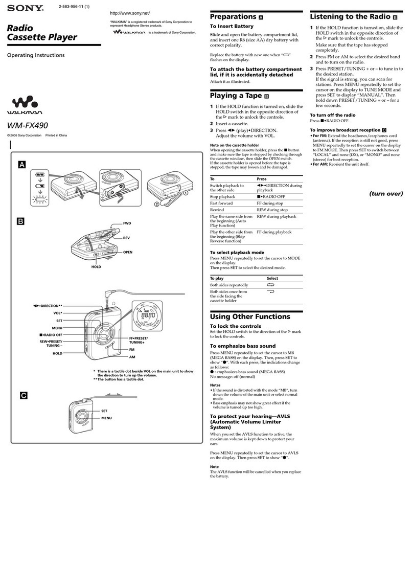 Sony WM-FX490 operating instructions