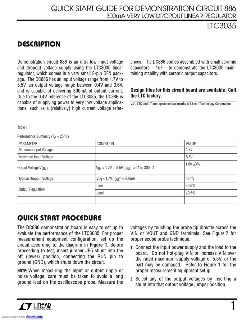 Linear Technology DEMONSTRATION CIRCUIT 886 User manual Linear Technology DEMONSTRATION CIRCUIT 886 User manual
