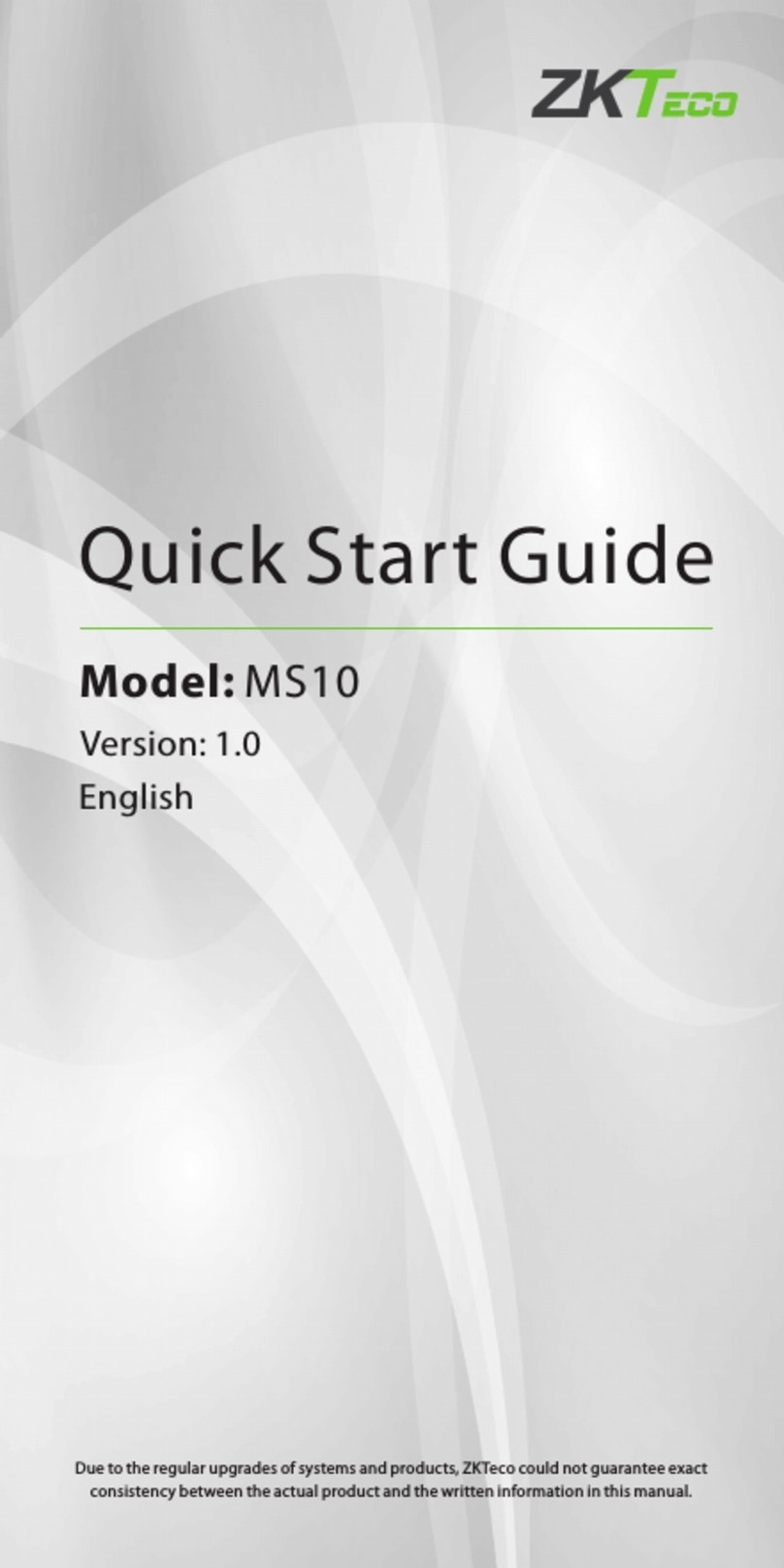 ZKTeco MS10 quick start guide