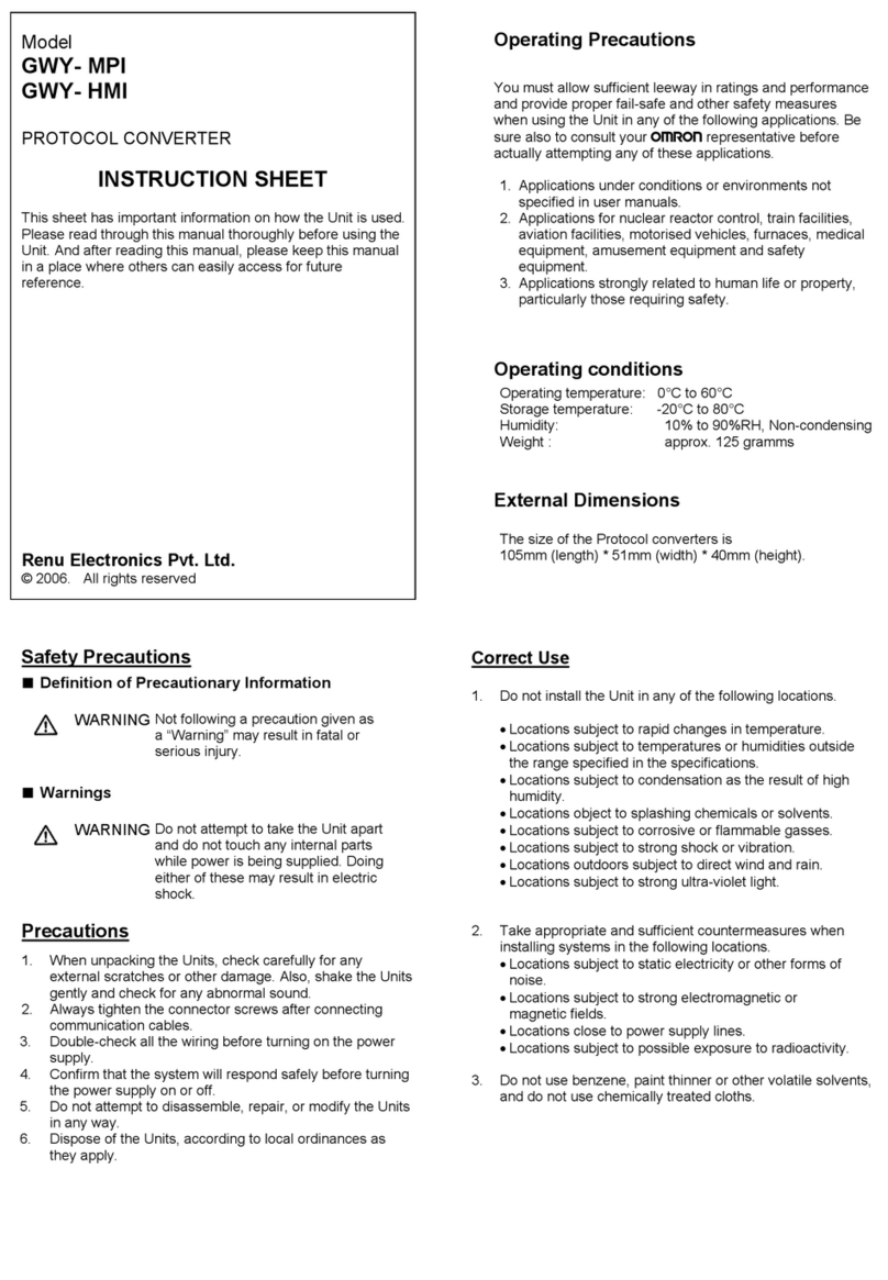 Renu Electronics GWY- MPI instruction sheet