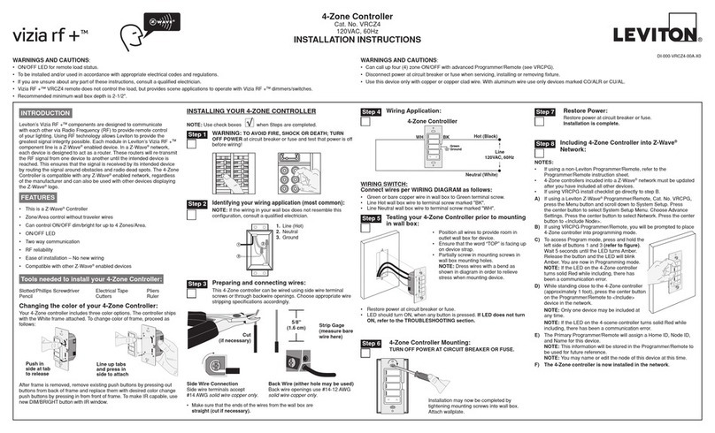 Leviton vizia rf+ VRCZ4 User manual