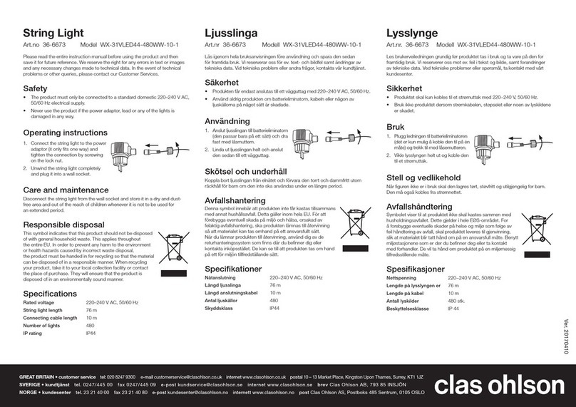 Clas Ohlson WX-31VLED44-480WW-10-1 User manual