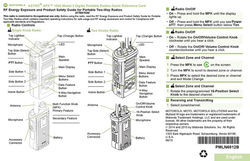 Motorola APX 1000 2 Reference guide