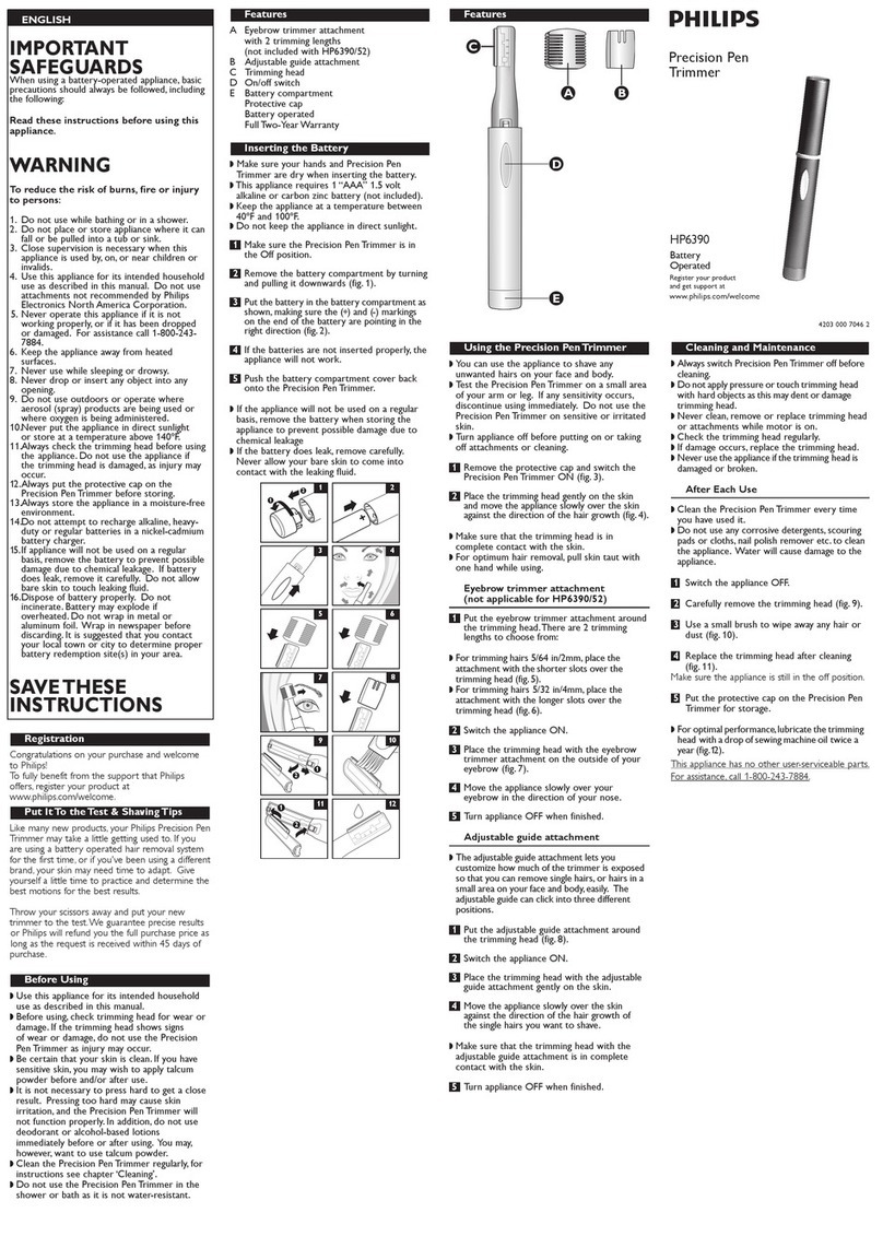 Philips Bikini Perfect HP6390 manual