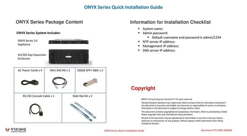 Viking ONYX Series Quick installation guide