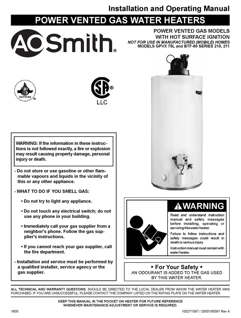 A.O. Smith GPVX 75L Series User manual