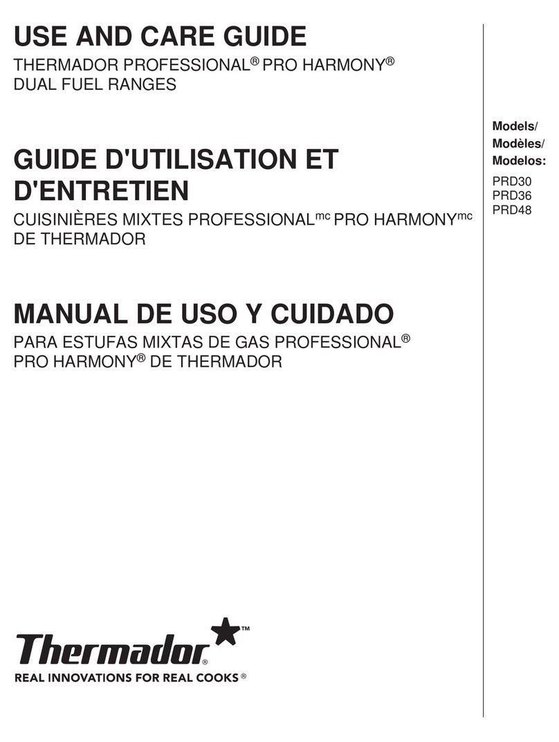 Thermador Professional PRO-HARMONY PRD30 Use and care guide