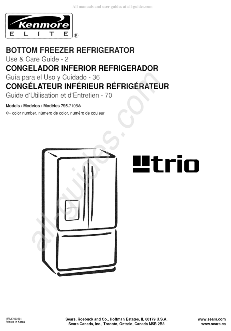 Sears Kenmore ELITE trio 795.7108 Series Use & care guide
