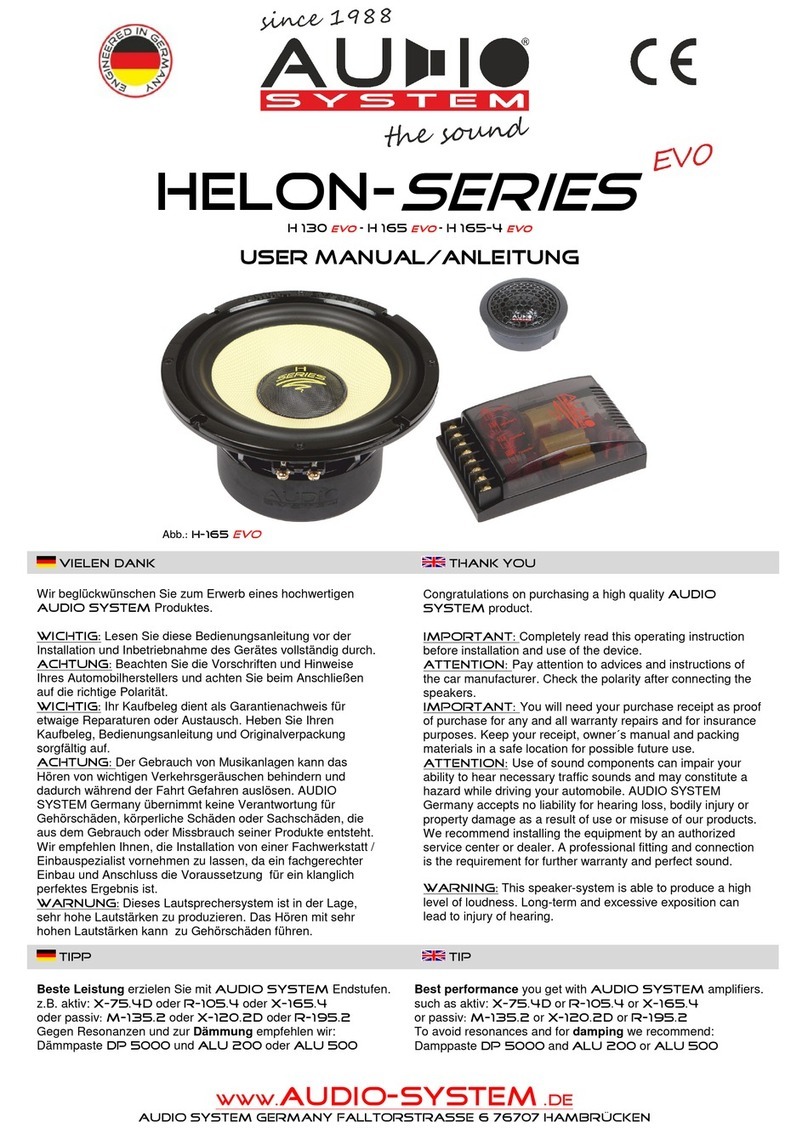 Audiosystem H 165 evo User manual