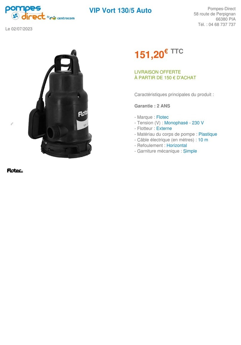 Flotec Vort 130/5 Auto Use and maintenance manual