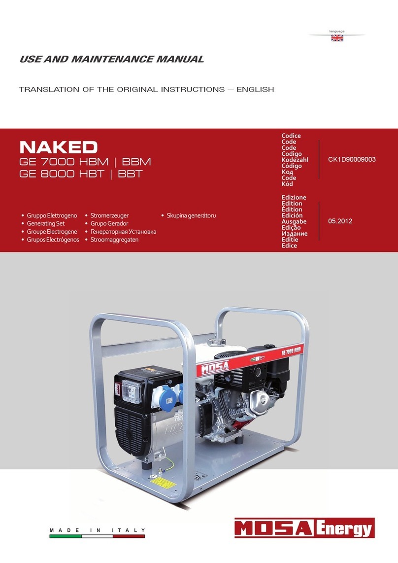 Mosa GE 7000 HBM Use and maintenance manual Mosa GE 7000 HBM Use and maintenance manual
