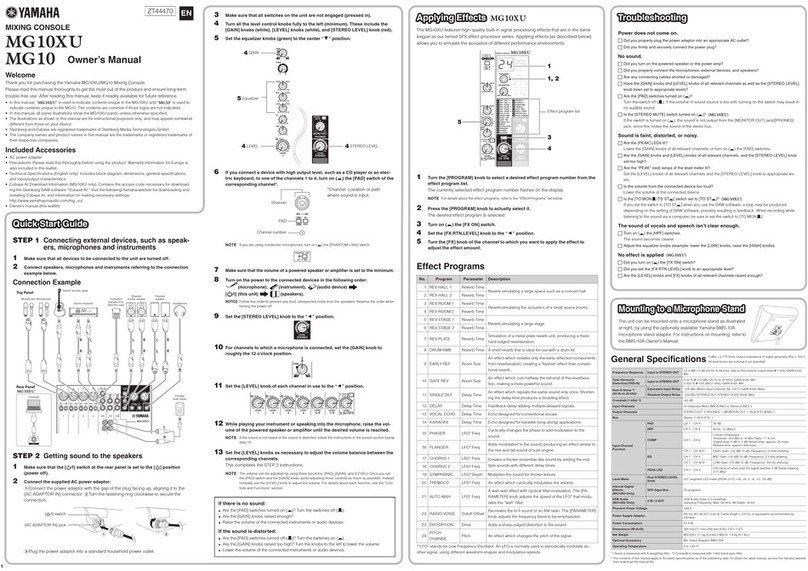 Yamaha MG10 owner's manual