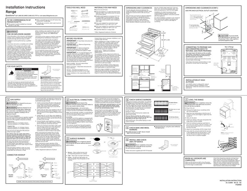 GE Profile PGB960 User manual
