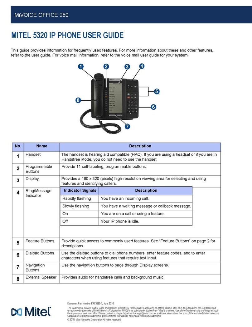 Mitel MIVOICE OFFICE 250 user guide