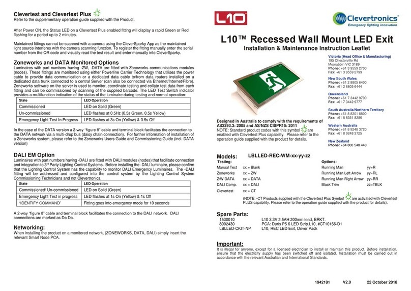 Clevertronics L10 LBLLED-REC-WM Series User manual