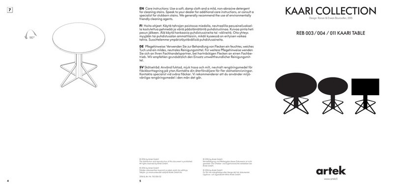 Artek KAARI REB 003 Care Instructions