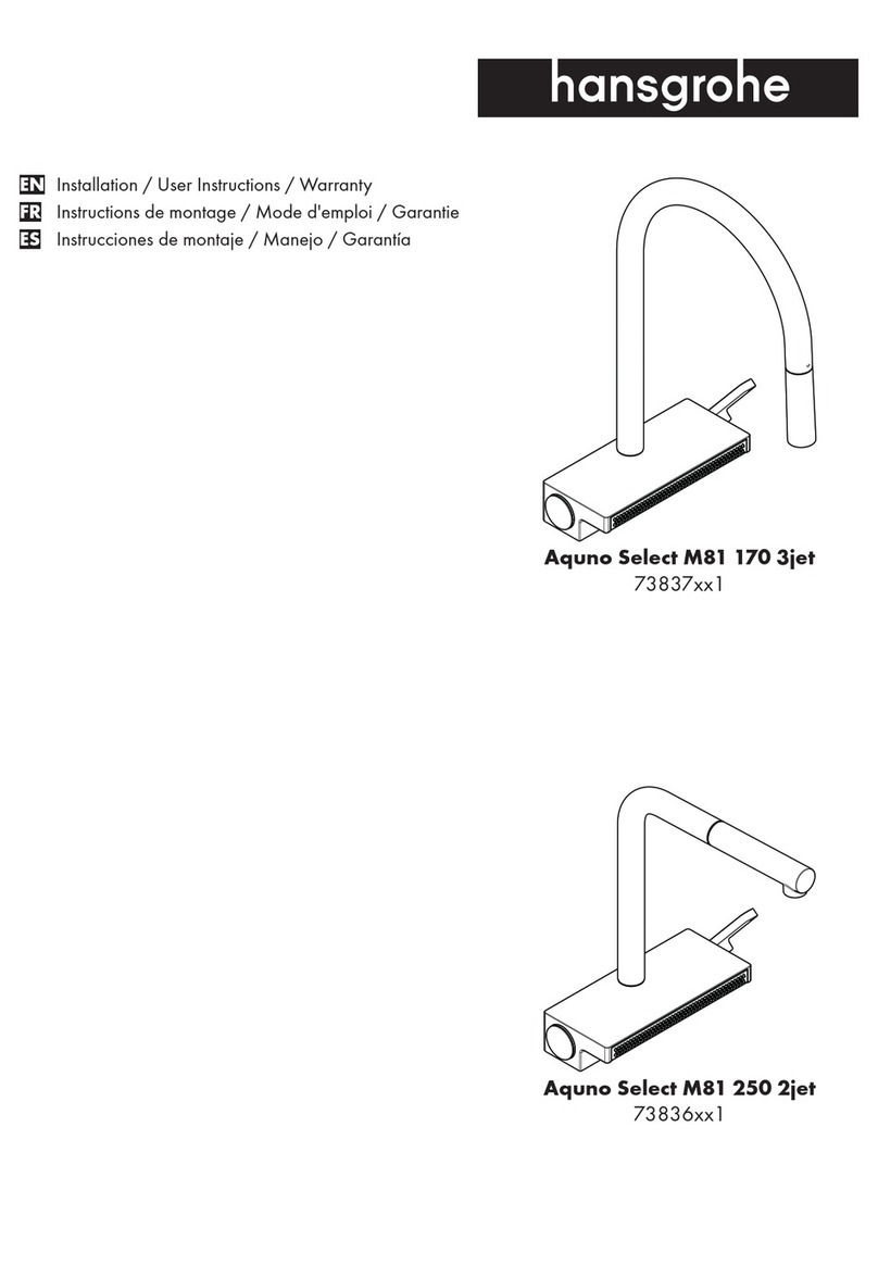 Hans Grohe Aquno Select M81 250 2jet 73836 Series Instruction Manual Hans Grohe Aquno Select M81 250 2jet 73836 Series Instruction Manual