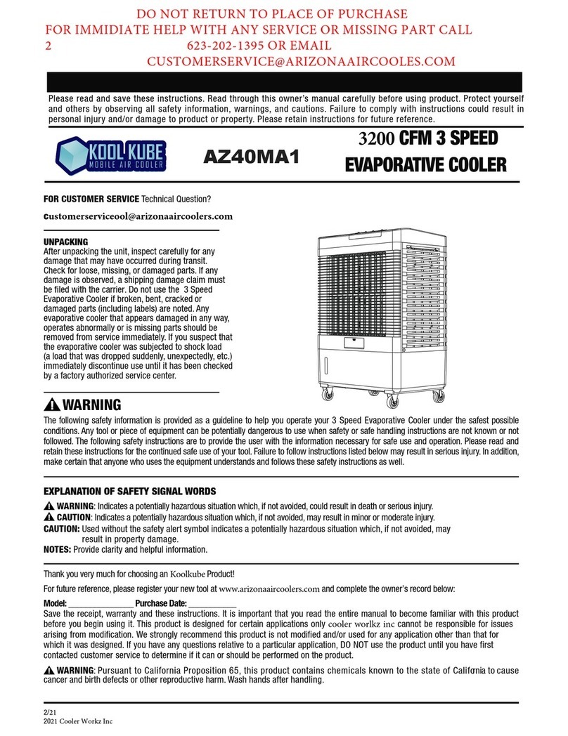 Arizona Air Coolers Kool Kube AZ40MA1 instructions Arizona Air Coolers Kool Kube AZ40MA1 instructions