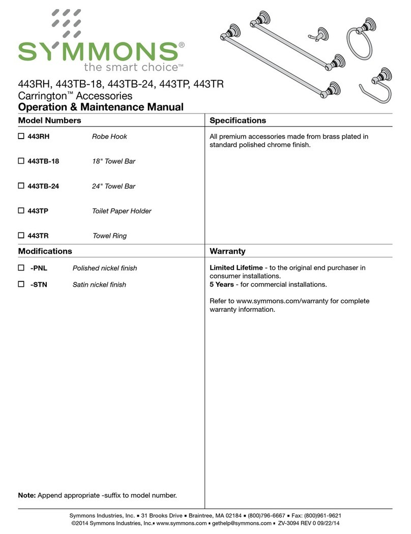 Symmons Carrington 443TB-24 Operation & maintenance manual