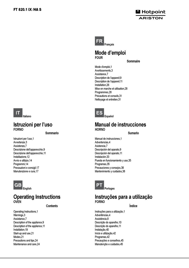 Hotpoint Ariston FT 820.1 IX /HA S operating instructions