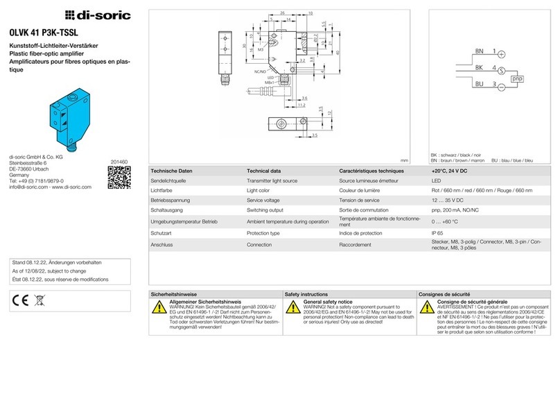 Di-soric OLVK 41 P3K-TSSL quick start guide