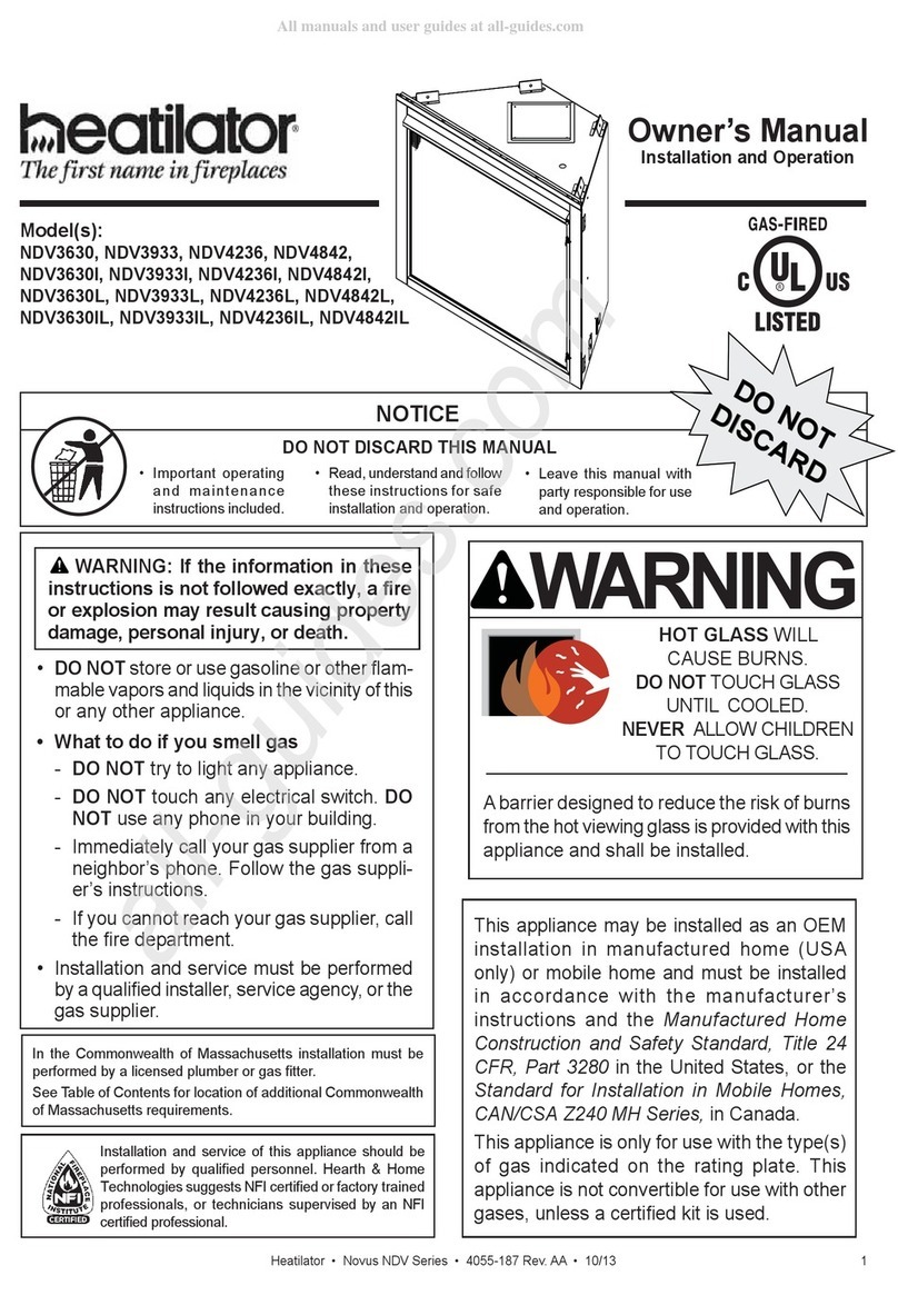 Heatilator Novus NDV Series User manual Heatilator Novus NDV Series User manual
