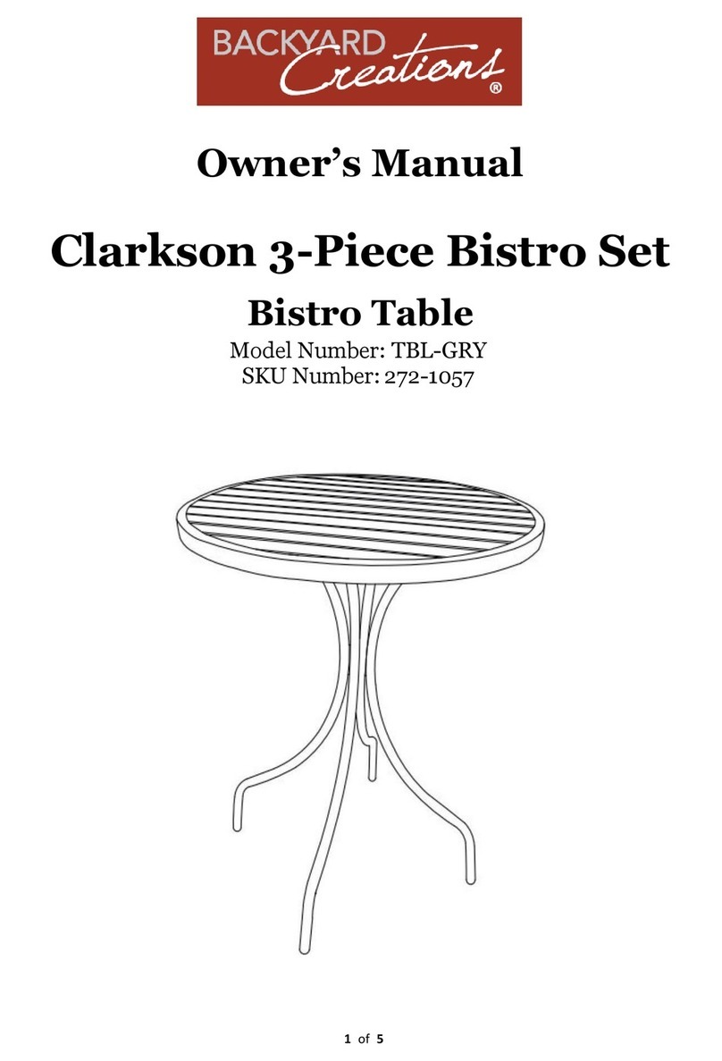 Backyard Creations Clarkson TBL-GRY owner's manual